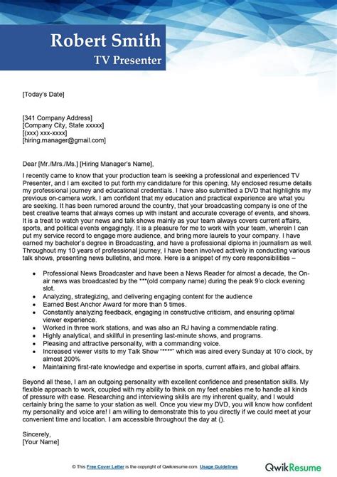 television jobs cover letters.